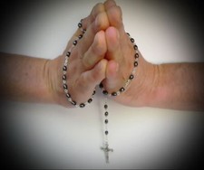 Collana Rosario Pietra Ematite Nera Gerusalemme Sacra Bibbia Terra Croce de Gesù