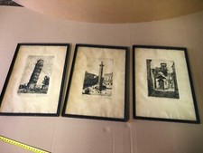 3 Pezzi Incisione antica Stampa  Pisa Roma Ravenna