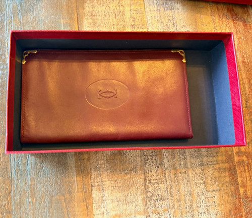 Cartier burgundy wallet - cartier, solid