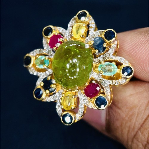 Anello cabochon tormalina - in,