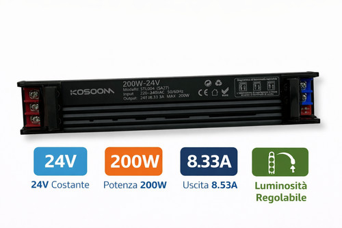 Alimentatore led slim 24v 200w - led,
