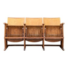 Sedie cinema vintage fila da 3 posti in legno