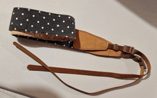 Tracolla Vintage in Tessuto e Pelle per Fotocamera Reflex/Mirrorless – Pois Nero