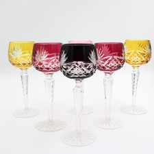 Bicchieri da vino Bohemien colorati Hock decorazioni tagliate - Set di sei