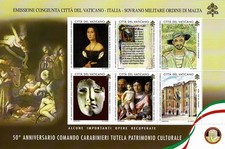 2019 EMISSIONE CONGIUNTA VATICANO ITALIA SMOM CARABINIERI 1 BF MNH MF100021