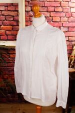 Blusa Vintage ESCADA Bianca Con Pieghe Ricamate A Pois 38
