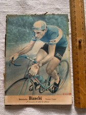 Cartolina Fausto Coppi Bicicletta Bianchi gomme Pirelli
