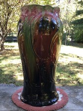 Antico portaombrelli in ceramica Roseville 1901 maiolica 22” smalto rosa verde