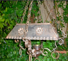 Antico grande lampione lampadario ferro battuto x rustico veranda agriturismo