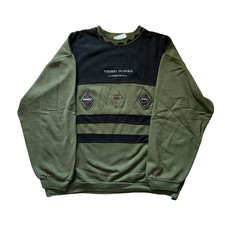 VTG Vintage Felpa Pullover Large Oversize Verde Midwest Y2K Sweatshirt Men usato