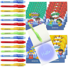 Penna Invisibile E Taccuino, 16 Pezzi Super Eroi Gadget Compleanno Bambini. Rega