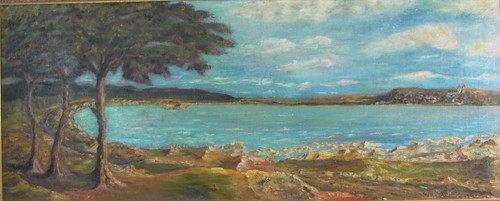 Paesaggio costiero con pini - , e