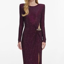 Abito Maxi Bordeaux Con Strass