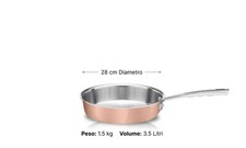 PENSOFAL Padella 28cm in rame e acciaio e alluminio UNIVERSALE ANCHE INDUZIONE