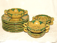 SET ZUPPA CERAMICA MAIOLICA VINTAGE DI ILARIO CIAURRO A ORVIETO ITALIA 8 PIATTI 5 CIOTOLE