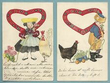 OFFERTA!!! BIMBI - MODA - 2 Cartoline Originali d'Epoca FP Viaggiate in RILIEVO