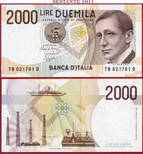 ITALIA 2.000 2000 Lire MARCONI B = 6 3 1992 P 115 UNC spedizione gratuita da 100$