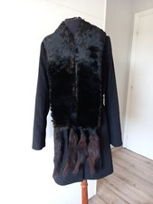 Sciarpa vintage nera vera pelliccia stola collo scialle avvolgente per cappotto sciarpa 