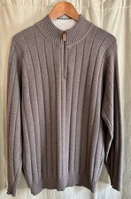 Maglione Monaghans William Lockie taglia M marrone cashmere 1/4 zip a costine Irlanda