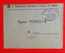 busta intestata regio consolato g. d'italia in parigi min. affari esteri per pa