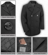 Pea coat navy militare - us,