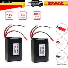 2x 7,4V 4000mAh 2S batteria lipo 8/16C connettore JST JR per spettro DX9 DX8 DX7 DX6E 