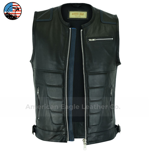 Gilet uomo nero biker vera - gilet,