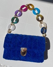 Borsa fatta a mano rete canvas colore blu