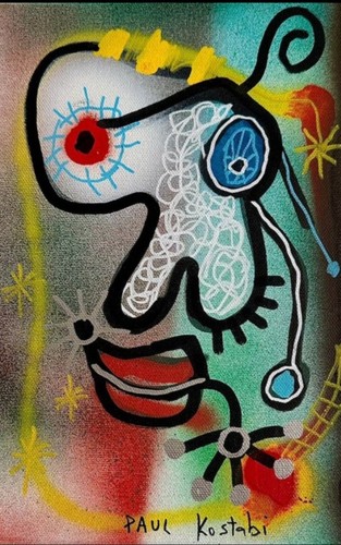 Paul kostabi acrilico tela - paul, su