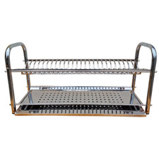 SCOLAPIATTI DA APPOGGIO O  MURO IN ACCIAO INOX 40 50 60 70 80 CM CON VASCHETTA