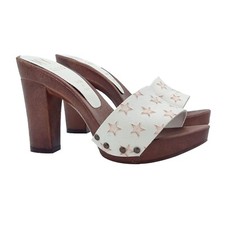 Zoccoli fascia bianca in pelle