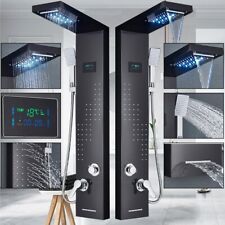 Pannello Colonna doccia miscelatore idromassaggio LED nero inox cascata doccetta