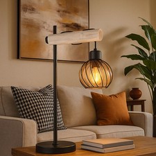 Lampada da Tavolo Lampada Wood Soggiorno Lampada Tavolo Vetro H 55 CM