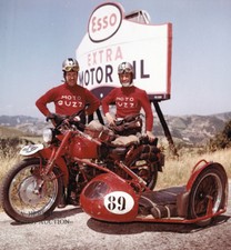 Moto Guzzi Falcone Dondolino motore Sidecar MiTa 1954 moto stampa fotografica 