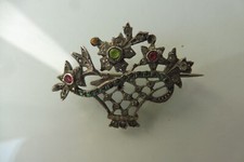 Molto Bella, Molto Vecchio Spilla, Spilla, Fiori, 900 Argento Con Pietre
