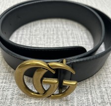 Cintura Gucci GG Marmont 42/105 Nero Oro Doppia G Italia Unisex