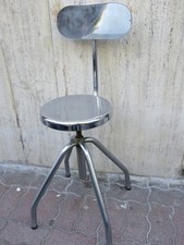 Antico SGABELLO SEDIA GIREVOLE per MEDICO STUDIO dottore schienale industriale