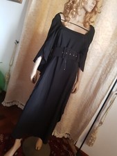 MARINA RINALDI AMPIO ABITO NERO IN VISCOSA CON CINTURONE TAGLIA MR 17 ITA 46-48