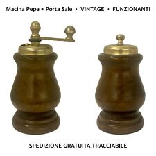 SET 2 PZ Saliera / Pepiera In Legno Porta Sale + Macina Pepe Macinino • Funziona