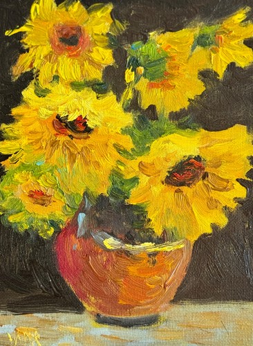 Girasoli dipinto olio fiori