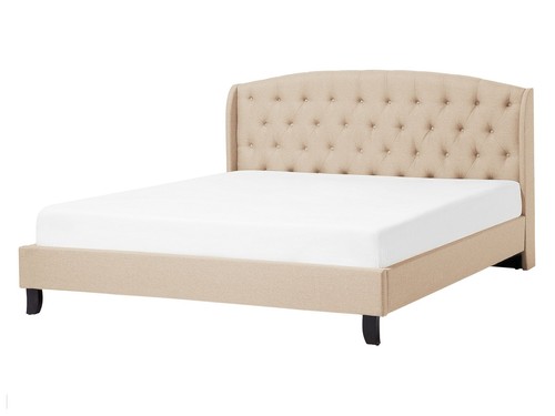 Letto imbottito beige simil - letto,