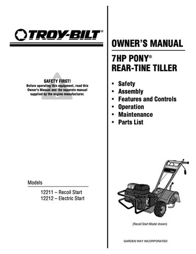 Manuale uso troy - troy-bilt, 7