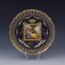 Antico piatto reticolato porcellana Vienna reale XIX secolo Cupido e psiche