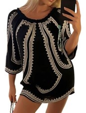 N. 1 maglia vestito Zara abito da spiaggia nero in stile bohémien taglia S