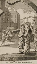 C. LUYKEN (1672-1708), al romanzo Schelmen di Quervedo, Mondo intimo, 1699, ruota.