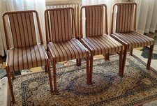 4 sedie schienale alto sala da pranzo salotto legno imbottite design anni '80