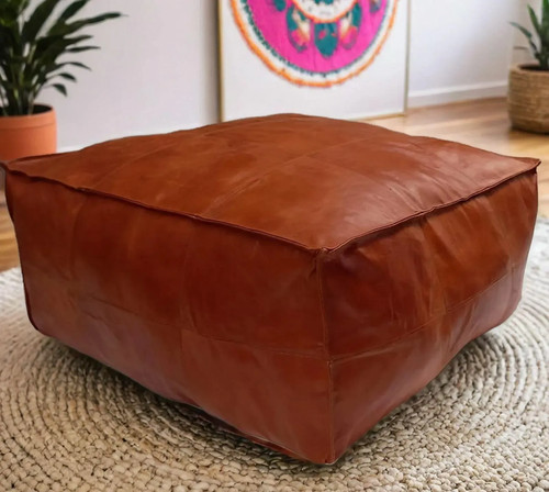 Pouf poggiapiedi marrone - , fatto