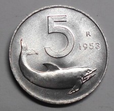 5 Lire 1953 da rotolino in FDC