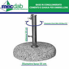 Base per Ombrelloni in Cemento e Ghiaia Ø Base 55 Cm Ø Foro Min 44 Max 52mm