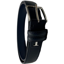 CINTURA IN PELLE UOMO BLU FIRMATA 105/120CM REGOLABILE CON FIBBIA AD ARDIGLIONE.